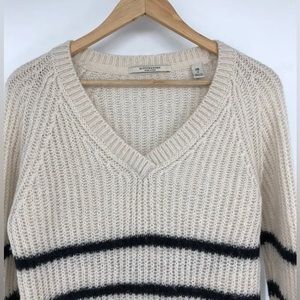 Scotch & Soda Alpaca Mohair Nylon Blend Cream & Black Striped Long Sweater M